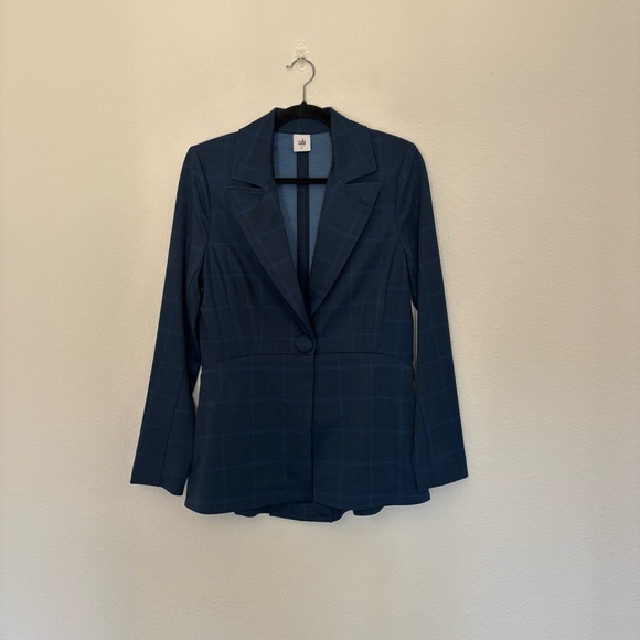 Cabi Size 8 Sunset Kiss Navy Blue Windowpane Check Blazer - Picture 1 of 7